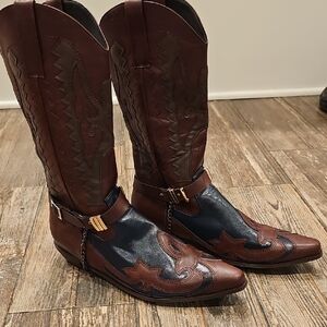 Men's Brown and Black Western Boots